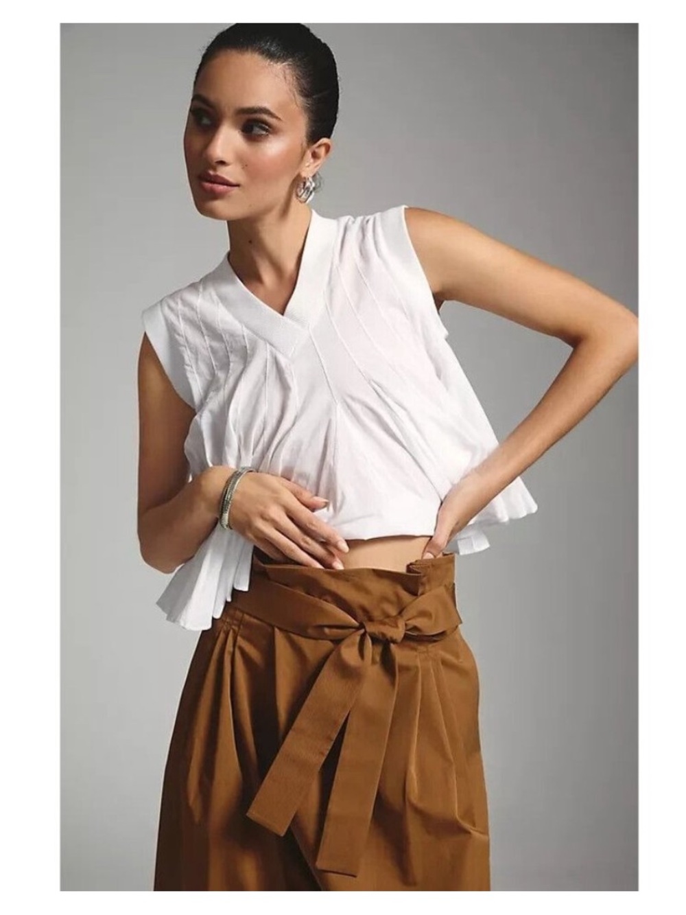 Anthropologie Exquise Pants Pleated Tie-Front Trousers in Copper Size Small - Picture 12 of 12